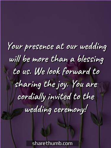 thank you message for inviting in wedding